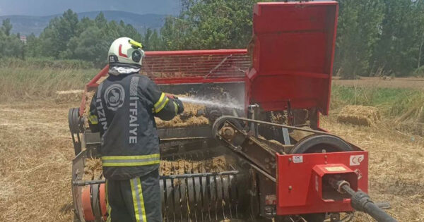 Saman makinesi yangınına hızlı müdahale