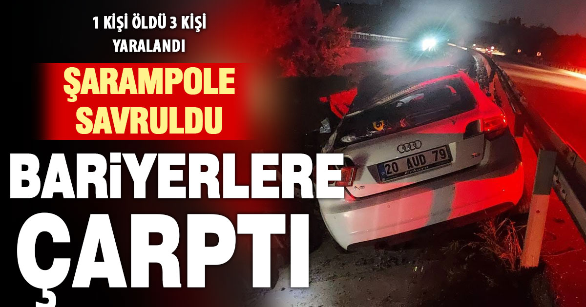 Dinar’da bariyerlere çarpan otomobildeki bir kişi öldü, 3 kişi yaralandı