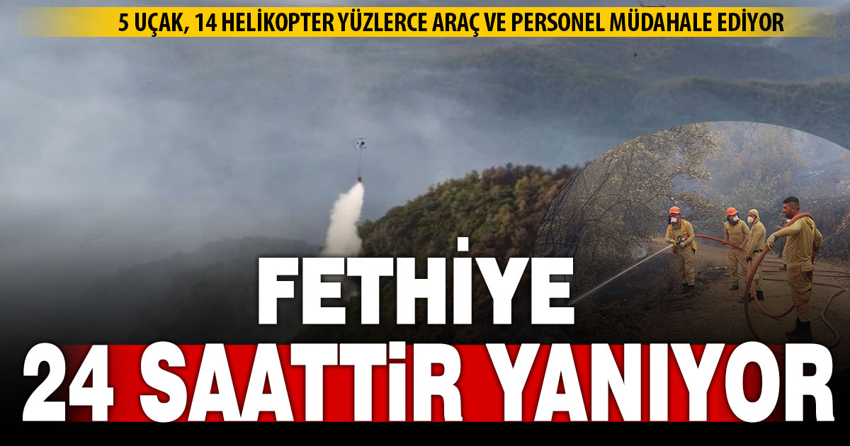 Fethiye’de başlayan orman yangını 24 saattir sürüyor