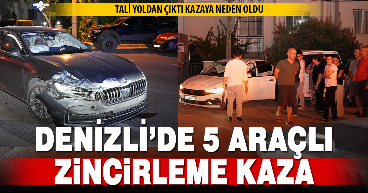 Tali yoldan çıkan otomobil 5 aracın karıştığı zincirleme kazaya neden oldu