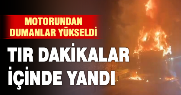 Denizli’de seyir halindeki tır alev alev yandı 