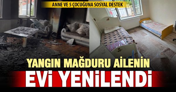 Yangın mağduru ailenin evi yenilendi