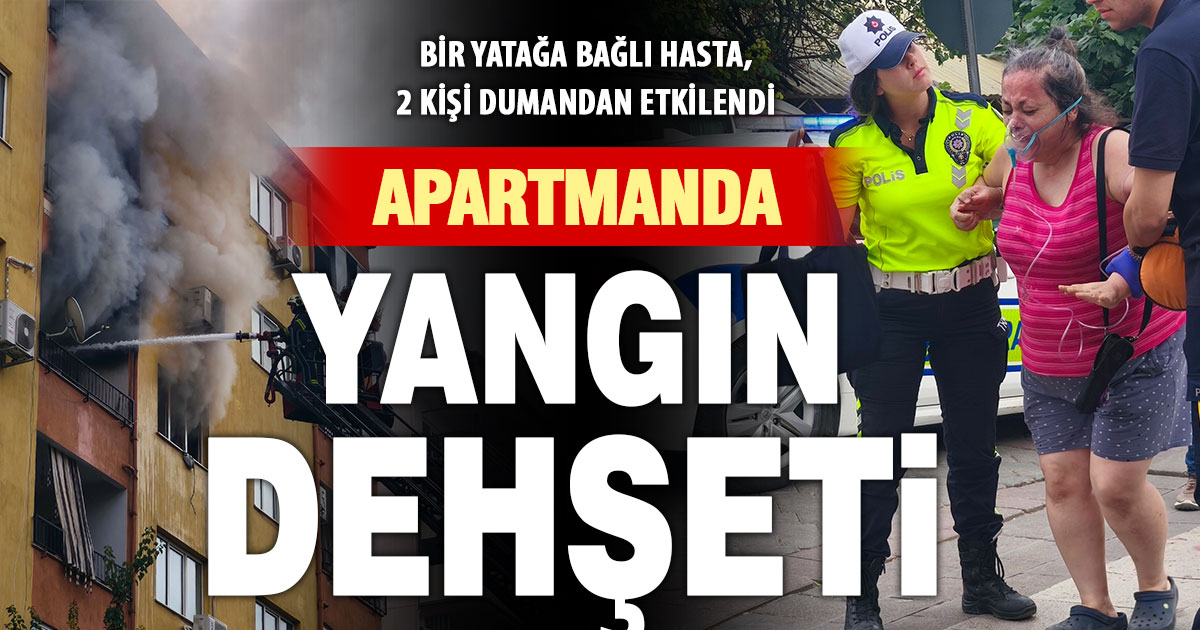 Denizli'de dairede çıkan yangında 1'i yatalak 2 kişi dumandan etkilendi