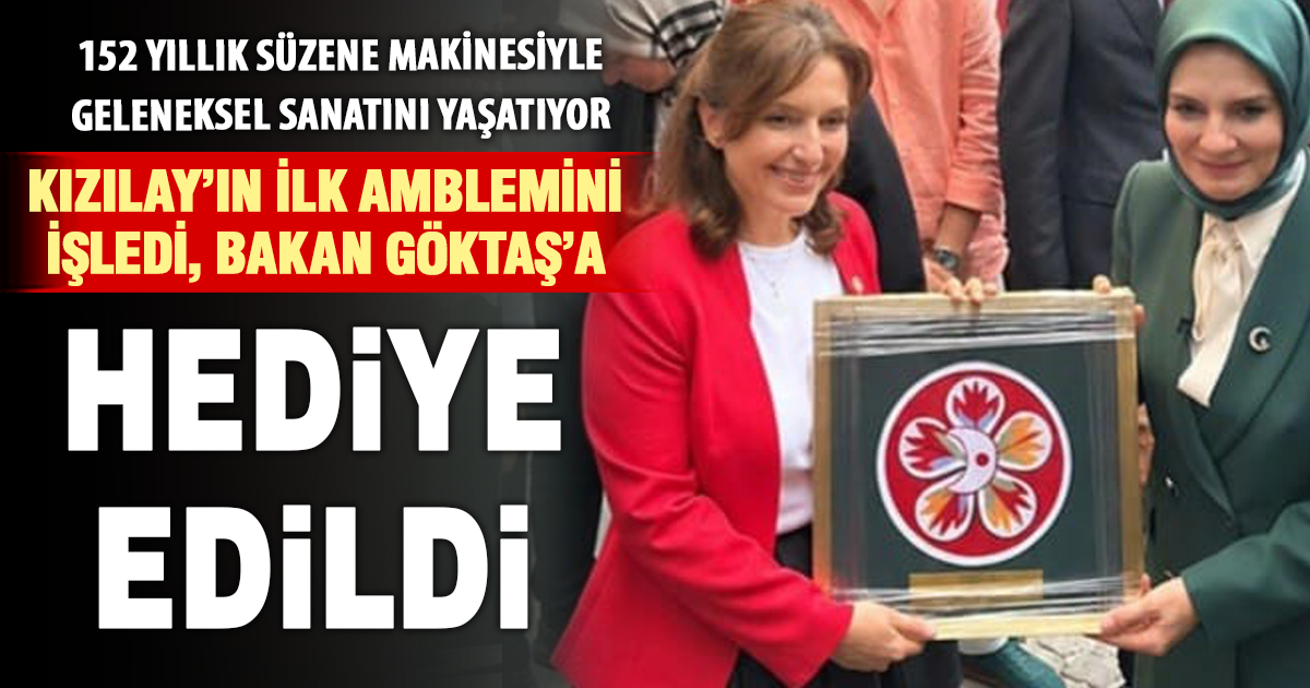 152 yıllık makineyle işlenen Kızılay’ın ilk amblemi Bakan Göktaş’a da hediye edildi 