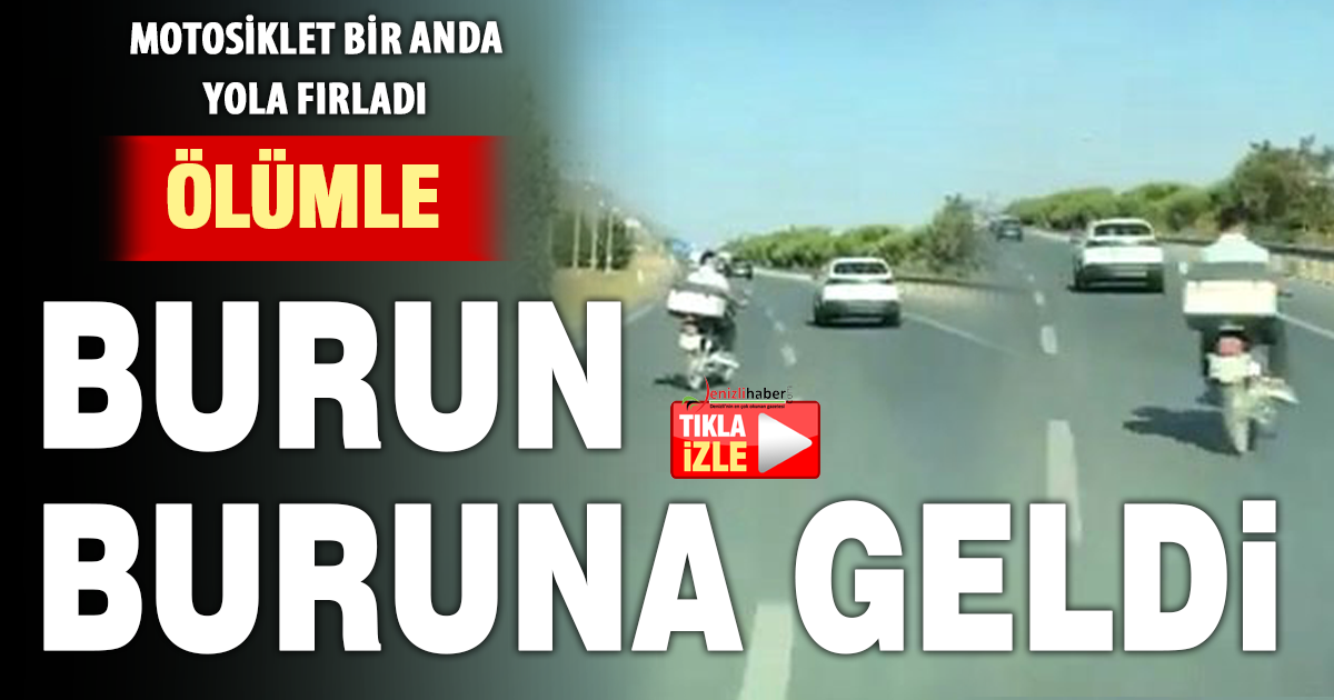 Motosiklet bir anda yola atladı, sürücünün refleksi sayesinde faciadan dönüldü 