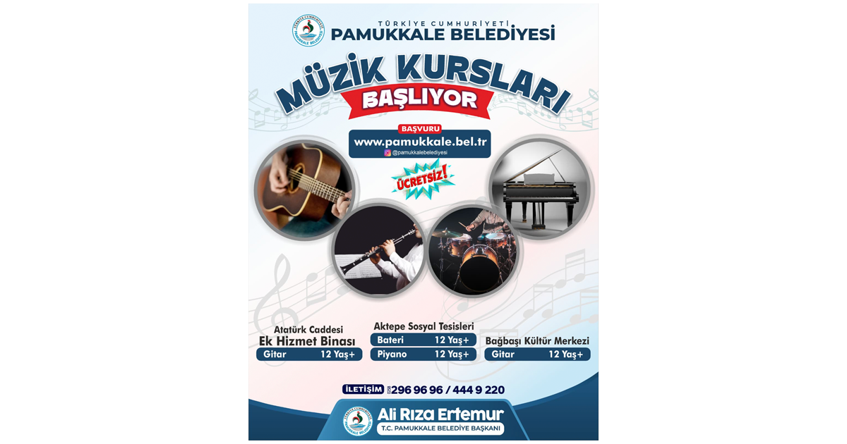 Pamukkale Belediyesi ücretsiz müzik ve ingilizce kursları başlıyor