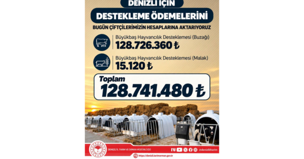 Denizli’de üreticilere 128,7 milyon TL hayvancılık desteği