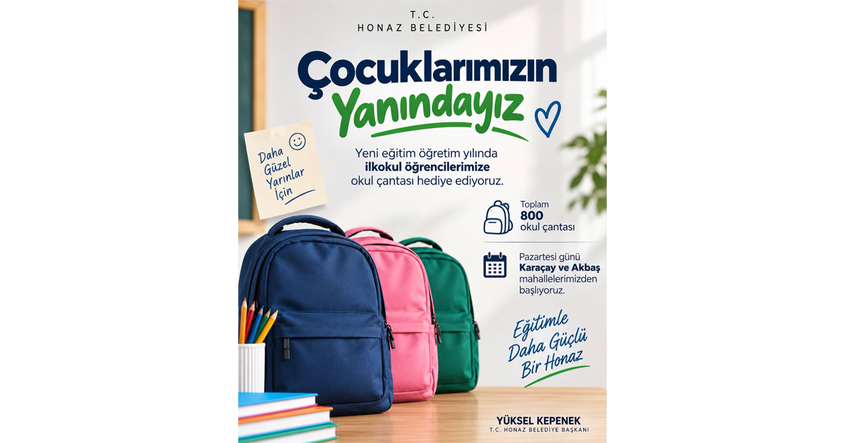Honaz Belediyesinden 800 ilkokul öğrencisine okul çantası desteği