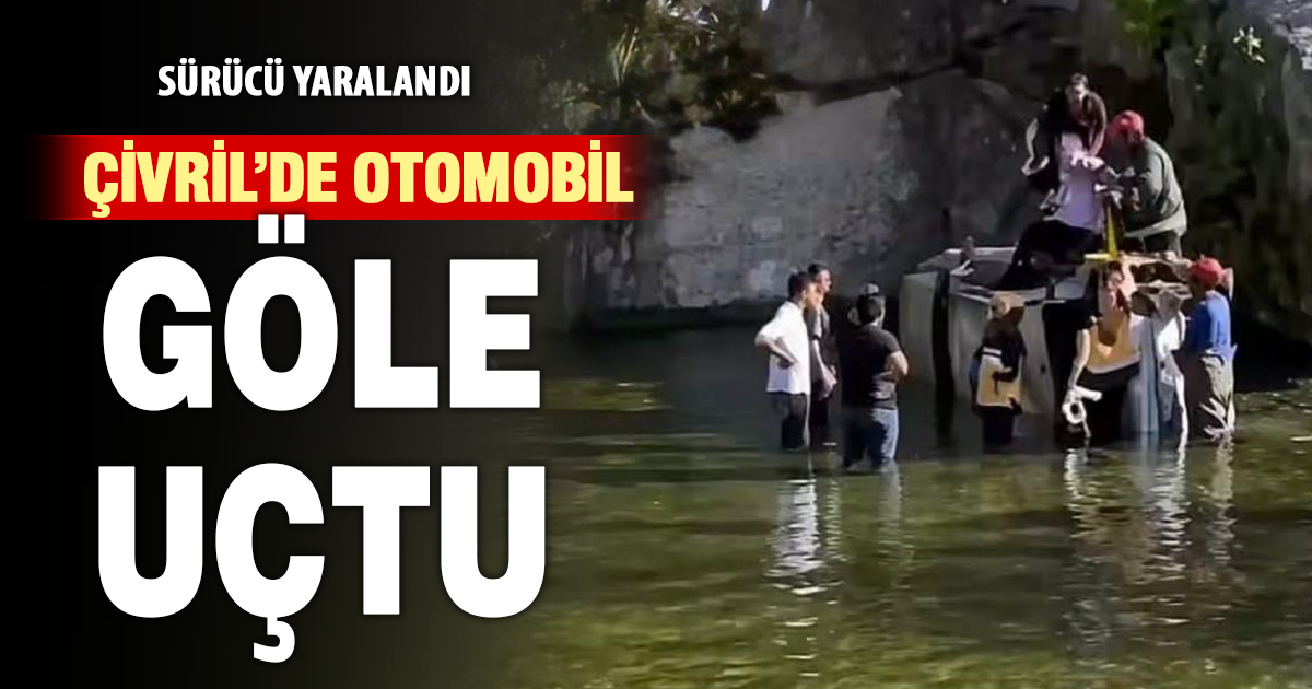 Çivril'de otomobil göle uçtu, sürücü yaralandı 