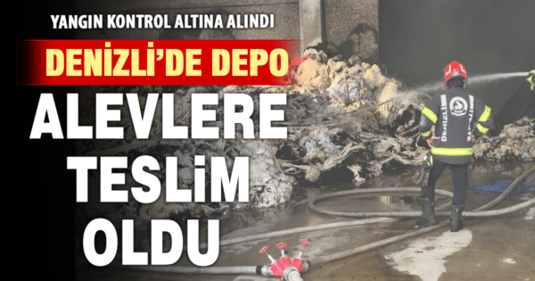 Denizli’de kırpıntı deposunda çıkan yangın yoğun müdahaleyle kontrol altına alındı 