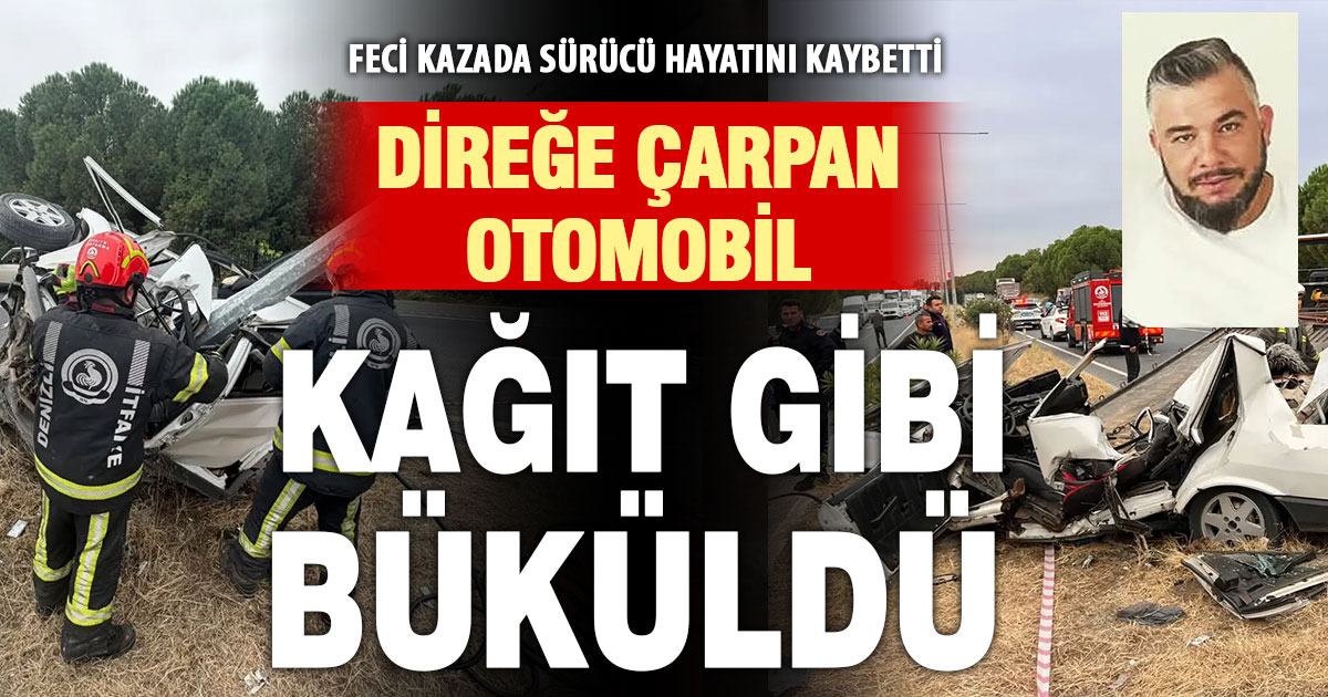 Elektrik direğine çarpan otomobil ikiye bölündü, sürücü öldü