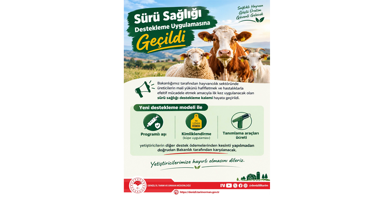 Denizli’de hayvancılık yapan üreticilere yeni destek