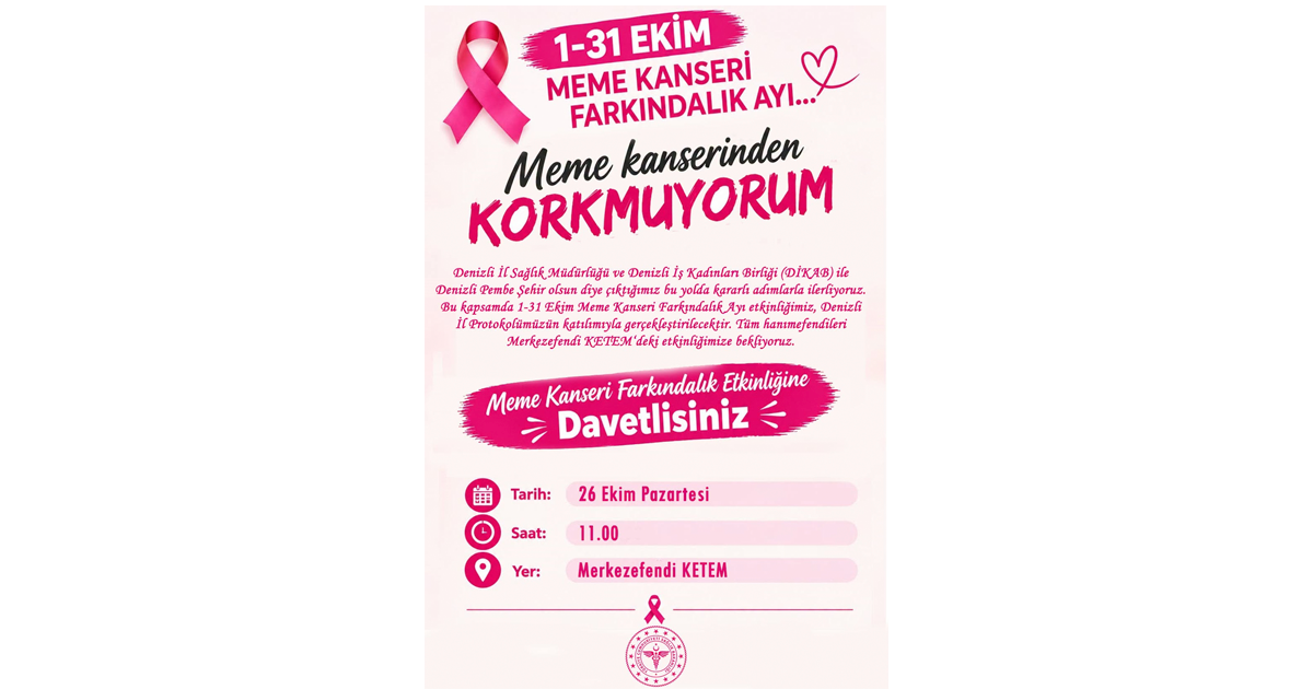 Denizli’de meme kanserine karşı farkındalık etkinliği düzenlenecek