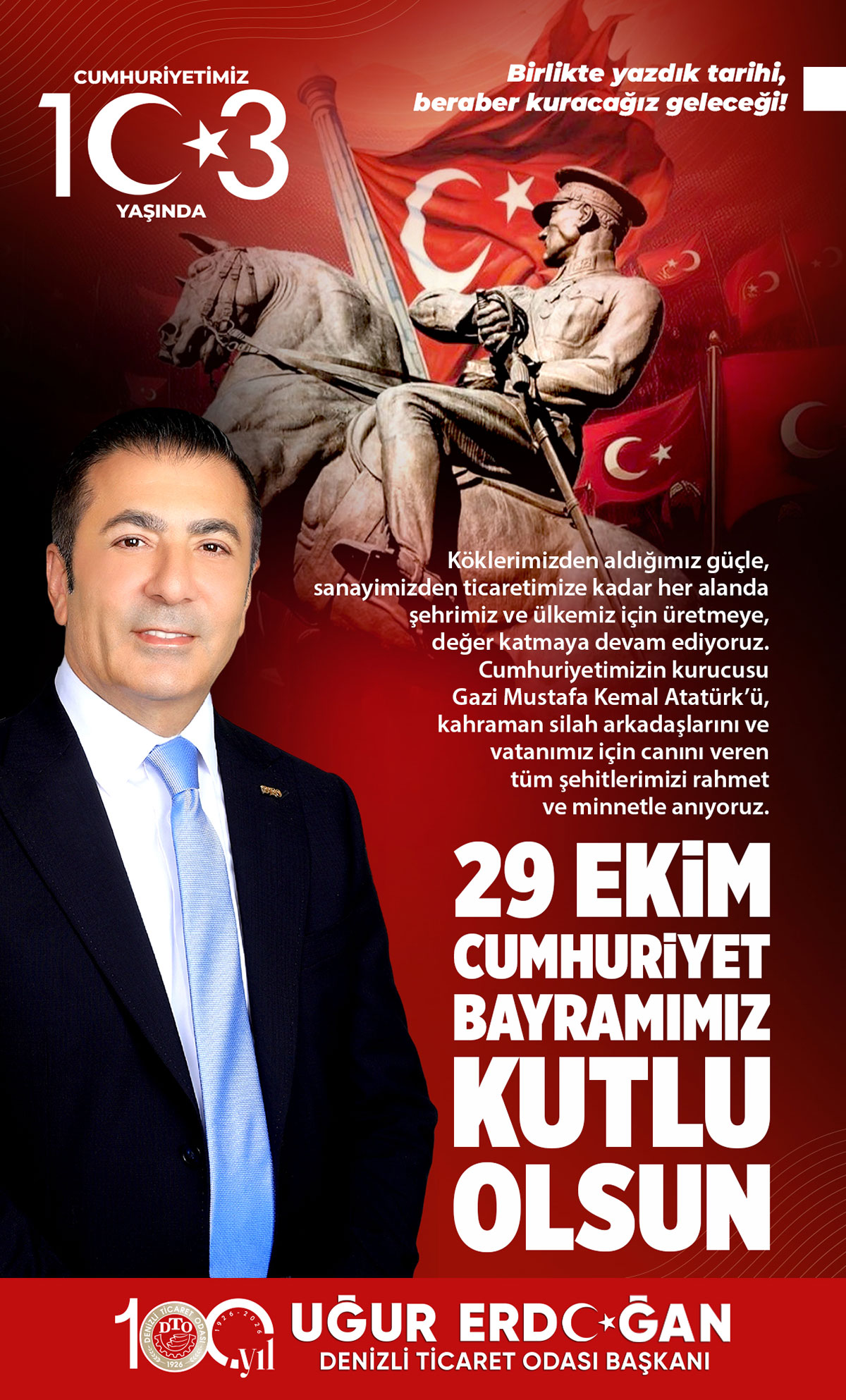 Denizli Ticaret Odası 29 Ekim Cumhuriyet Bayramı kutlama ilanı