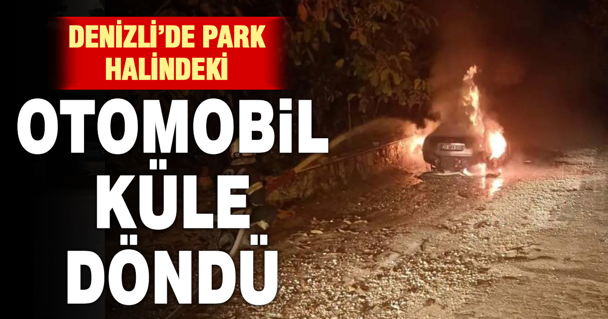 Pamukkale’de park halindeki otomobil alev aldı 