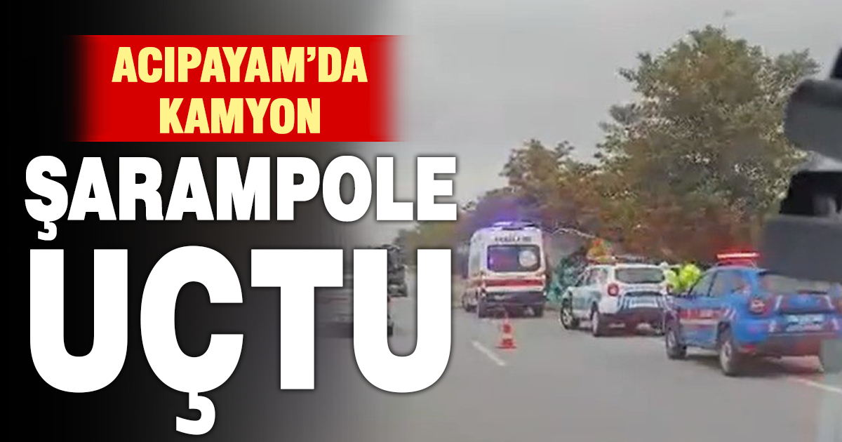 Denizli’de kamyon şarampole devrildi: 1 yaralı 